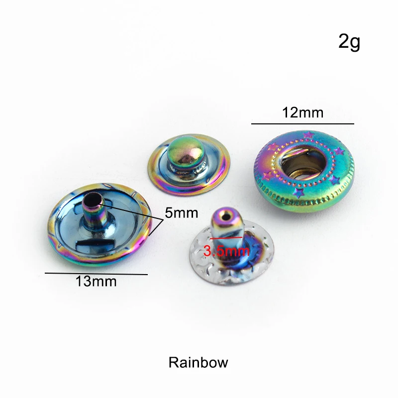 20-100 Sets Rainbow 12mm 10 Co - Snap Fastener Set recension och pris